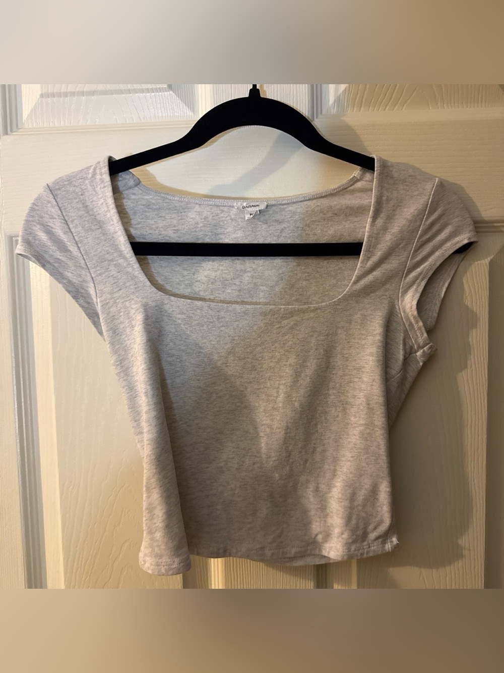 Garage Square Neck Crop Top - Light Gray